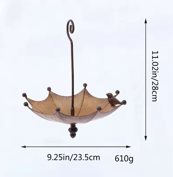 Umbrella-Shaped Hanging Bird Feeder Tray For Outdoors Metal Bird Bath Pond Or Drinker