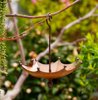 Umbrella-Shaped Hanging Bird Feeder Tray For Outdoors Metal Bird Bath Pond Or Drinker