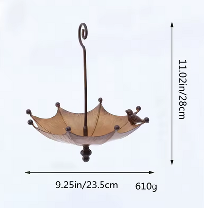 Umbrella-Shaped Hanging Bird Feeder Tray For Outdoors Metal Bird Bath Pond Or Drinker